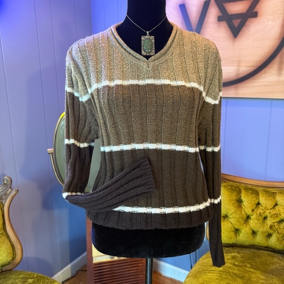 Vintage Sweaters - ❌SOLD🏷️Vintage 90s Carolyn Taylor Ribbed Knit Striped Sweater